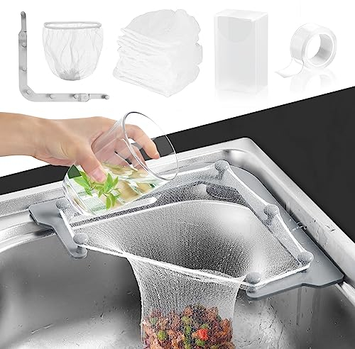 200 Pcs Küchenspüle Dreieck Tri-Holder Filter, Dreieckiges Abflusssieb, Waschbecken Sieb, Spüle Sieb Tasche, Spülbeckensieb，Sieb Spülbecken Küchenspüle Sieb Filternetzbeuteln Küchenspülen Waschbecken