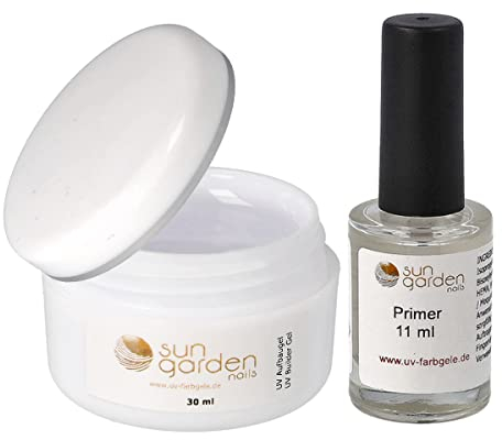 Sun Garden Nails UV Aufbaugel 30ml inkl. Primer Haftvermittler 11ml - Buildergel Nail UV Gel Set für Nagelgele