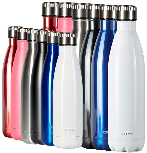 Caryo Gourde isotherme en acier inoxydable 750 ml Bouteille isotherme en métal 500 ml Bouteille d'eau en acier inoxydable 750 ml Anti-fuite