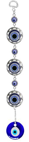 Blauer Evil Eye hängende Dekoration, Nazar Evil Eyes Amulett Wandbehang Heimschutz und Segen Dekoration, Ojo Turco Para Casa (abgerundet)