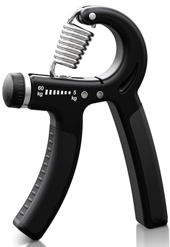 PORTENTUM Hand Grip, 5-60kg Pinza Mano, Regolabile Attrezzi Gripper per Allenamento Mani Avambraccio und Riabilitazione, Nero