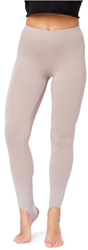 Bellivalini Damen Thermo Leggings Gefüttert mit Fußschlaufe für Winter Warme Apre Ski BLV50-321 (Caffelatte, 3XL)