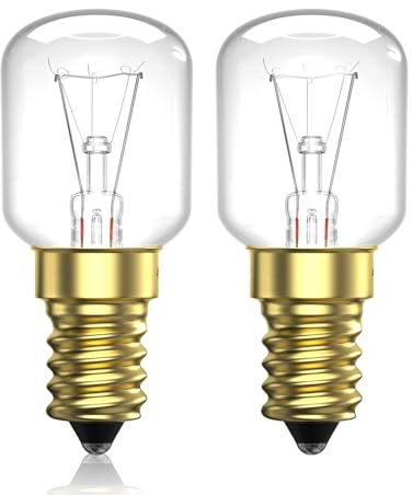 Luxvista Oven Light Bulb, T25 E14 Oven Lamp Warm White 2700K, Salt Lamp Bulb, Oven Bulb 300℃, for Himalayan Salt Lamps, Refrigerators, Microwaves, Kitchen Hood (Pack of 2)