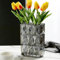 Vase en verre cristal - 20 cm - Vase à fleurs en verre transparent épais - Grand vase carré décoratif - Pour maison de ferme moderne - Décoration de maison (gris)