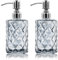 2 Pack 12 Oz Glass Soap Dispenser with Stainless Steel Pump, Refillable Liquid Hand Soap Dispenser for Bathroom, Vanity Countertop, Kitchen Sink, Laundry Room, Home Decor Accessories (Gray)