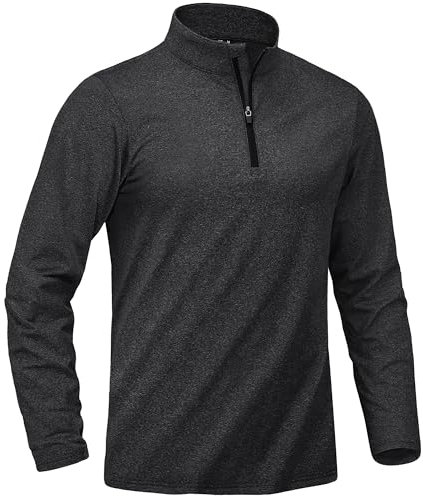 KEFITEVD Men's Long Sleeve 1/4 Zip Shirts Lightweight Stretch Sports Tops Soft Gym T-Shirt Outdoor Base Layer,Black,2XL