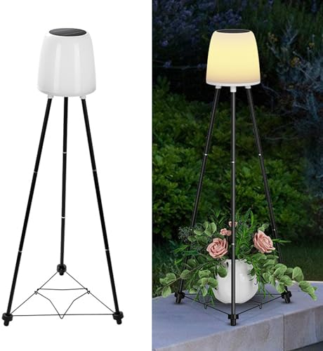 Boadw Solar Stehlampe Außen mit Dreibein, Solar Stehleuchte Dimmbar Warmweiß RGB WasserdichtSolar Außenstehlampe Outdoor für Garten, Hof, Weg, Auffahrt, Terrasse, Pool 2 Stück