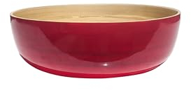 IBILI - Schüssel aus natürlichem Bambus, 25 x 8 cm, für trockene Lebensmittel, Eleganz und Nachhaltigkeit auf Ihrem Tisch, Rot
