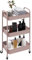 HOMCOM Carrito Auxiliar con Ruedas Carrito de Almacenamiento con 3 Cestas y Marco de Acero para Salón Dormitorio Oficina Cocina 45x30,6x79 cm Rosa