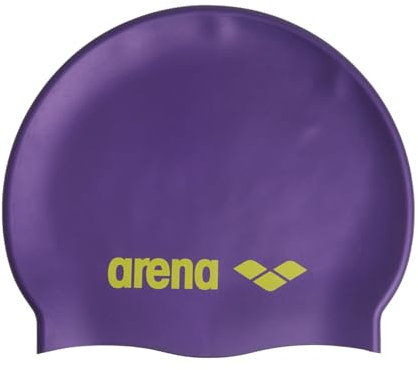 Arena Klassische Unisex-Badekappe aus weichem Silikon für Damen und Herren, intensives Training und Rennen, komfortabel, rutschfest, Langhaar, Violett/Weiches Grün