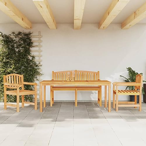 Tidyard 4-TLG.Garten Essgruppe Gartenmöbel Set,Sitzgruppe Esstisch mit Stuhl,Terassenmöbel,Gartengarnitur für Garten Terrasse Massivholz Teak-3722