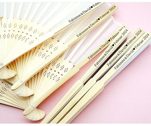 mxn Wedding Fans for Guests Personalised,Wedding Favours for Guests,Wooden Hand Held Folding Fan Personalised Fans for Wedding Customized Gifts (10pcs)