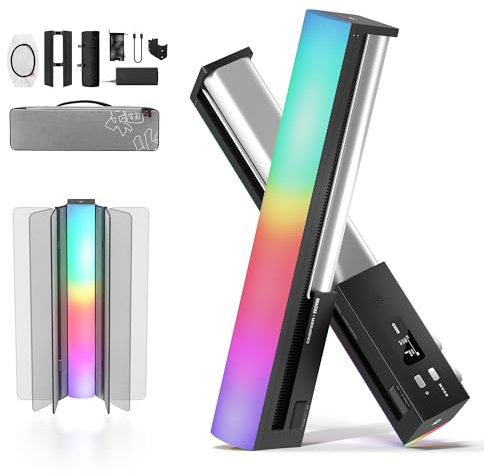 ZHIYUN CINEPEER C100 Combo 100W RGB Lichtstab, APP-Steuerung Videoleuchte Handgehalten 2700K-6500K CRI 95+ TLCI 98+ Kontinuierliche Ausgabe Beleuchtung für 6 * 4500 mAh Photography 14.3 Stick Light