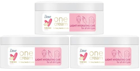 Dove Body Love Light Hydrating Care One Cream 24-Hours Long Lasting Moisture for Face, Hands & Body Ceramide Restoring Serum Suitable for All Skin Types 250ml, 3 Pack