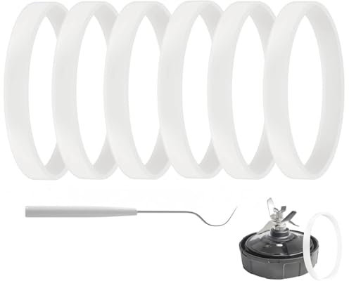 6 Pack Rubber Gaskets Replacement Seal White (3.94 inch) O-Ring for Nutri Ninja Blender Replacement for Ninja Auto-iQ Pro Extractor CT680 BL456-30 BL480 BL681A BL682 BL640