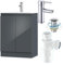 BELOFAY 500mm Under Sink Bathroom Cabinet Floor Standing Storage Cupboard Basin Unit, 500mm Vanity Unit Basin,tap,Waste and Trap (Denvor Grey)