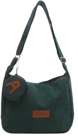 Ldabrye Handtaschen für Damen, Umhängetasche, Hobo-Tasche, Totes, Tasche für Mädchen, modische Schultertaschen, Cord, Crossbody-Tasche für Mädchen, Teenager, Schulbuchtasche, grün