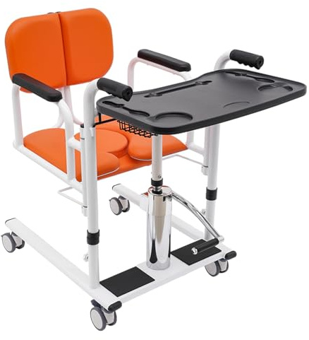 Chaise de transfert pour seniors avec pot de chambre portable - Élevateur hydraulique pour patients, élévateur de patients 150kg de capacité, hauteur de levage réglable - Élevateur de siège pour salle