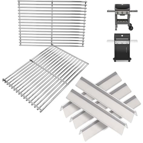 SUS 304 Grillroste & 38,9 cm Flavorizer Bars für Weber Spirit I / II 300 Serie, für Weber Spirit S-310, E-310, S-320, E-320, SP-330, SP-330, SP-310 Grills mit vorderen Bedienknöpfen, für Weber 7633 8