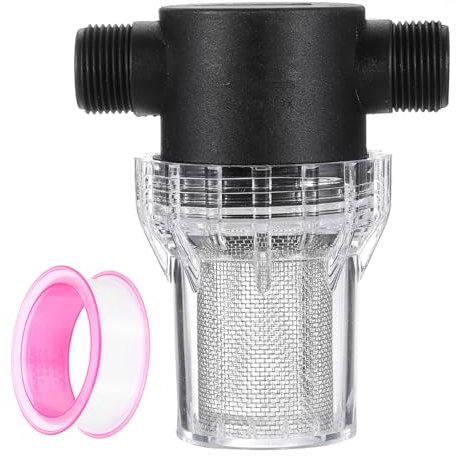 sourcing map Pressure Washer Filter 3/4 NPT Female Thread, Inline Mesh Strainer Attachment, Outlet for Pipe Strainer, Stainless Steel Screen with Sealant Tape (Size:20 Mesh)