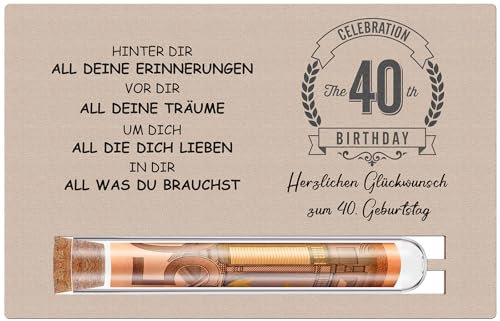 Otuuz 40. Geburtstag Geldgeschenke Verpackung Männer und Frauen Enthält Holz 40. Geburtstagskarte und Reagenzglas Geld Gutschein Lustige Geschenkverpackung