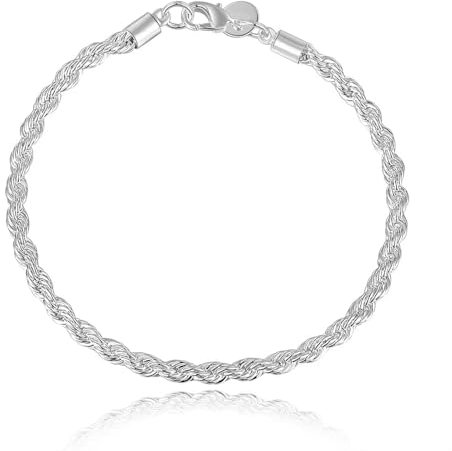 XUEBAIFU Armband Herren Silber 925 Seil kette Armbänder für Männer Breite 4mm Länge 20cm Silberarmband Geschenke für Papa Freund