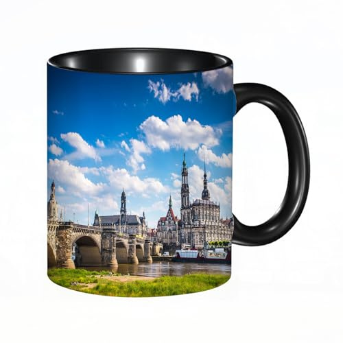 HRRASFAZF Tasse Kaffeetassen,Große 330ml Mit Henkel 100% Handbemalt kaffeebecher porzellan,Die antike Stadt Dresden in Deutschland. Historisches und kulturelles Zentrum Eu,Frauen,Jahrestag,Muttertag