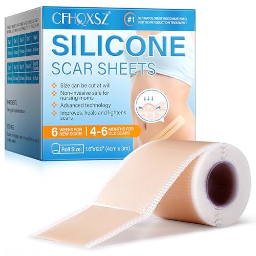Pansement Silicone Cicatrice, (1.6 X 1203m) Silicone Scar Sheets, Pour les Cicatrices Causées par Césarienne, Chirurgie, Brûlures, Réutilisables