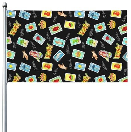 Banderas de lotería mexicana de 3 x 5 pies, bandera grande de bienvenida para jardín, decoración exterior, para casa, patio, fiesta