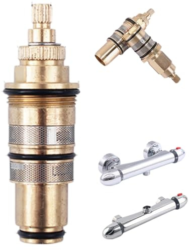 Thermostatic Br/Ass Shower Cartridge,Thermostatic Bath Mixer Tap Shower Valve Handle Spare Repair Kit,Thermostatic Shower Valve Cartridge,Replacement Shower Cartridge,Temperature Control Br/Ass