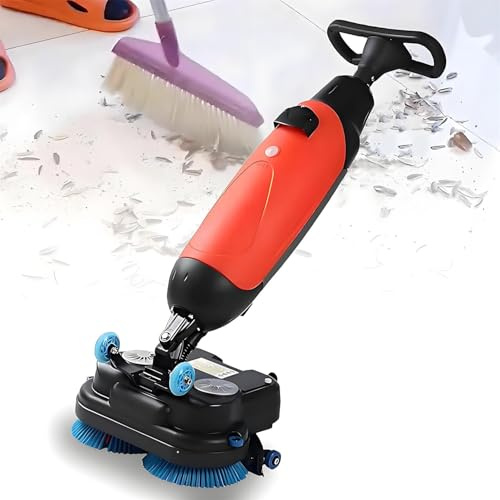 LQQYJSM Mini Floor Machine Carpet Cleaning Machine, 18 Commercial Floor Scrubber Machine, Rotary Double Brushes 360° Rotating Head Cleaning Capacity 13000 Sqft/H for Industrial Cleaning