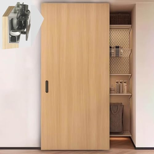 Binario per Porta Scorrevole Porta Scorrevole Invisibile Senza Binari a Vista, Ferramenta e Binario per Porta Scorrevole a Scomparsa, Binario In Alluminio con Chiusura Ammortizzata(53in/1.35m/4.4ft)