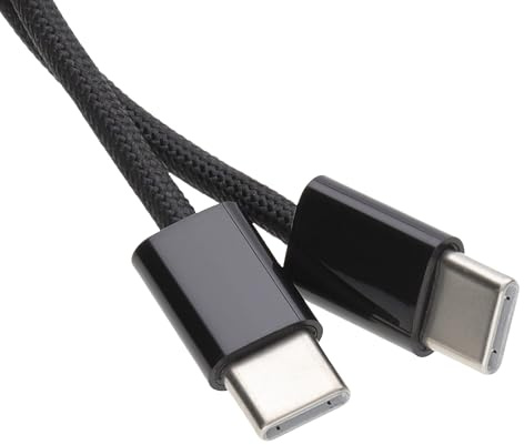 Braided USB-C Cable for iPhone 15/16/17 Air Pro Max Lead Charging/Data 60W 480Mbps 0.2m Black