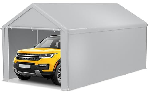 SUBTLETY Tenda da garage, 3 x 6 m, resistente all'inverno, con telo in PE, impermeabile, impermeabile, con grandine e polvere, per auto, SUV, barca (grigio)