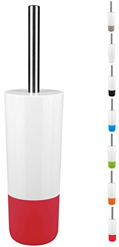 Spirella WC Bürste Klobürste Toilettenbürste hochwertig „Moji“ mit hygienischem Behälter Weiß/Rot