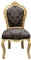 Casa Padrino Barock Esszimmer Stuhl Schwarz Muster/Gold - Antik Möbel