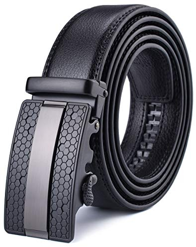 X XHtang Gürtel Herren Automatik Gürtel mit Automatikschließe-3,5cm Breite, Schwarz15, Länge 125cm Geeignet für 37-43 taille