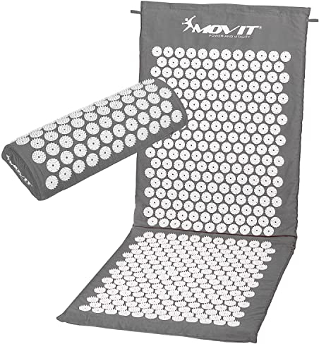 MOVIT® Akupressurmatte, Modell »ZHIYA« (130x50x2,5cm) inkl. Kissen, schadstoffgeprüft, Bezug 100% Baumwolle, grau, Massagematte