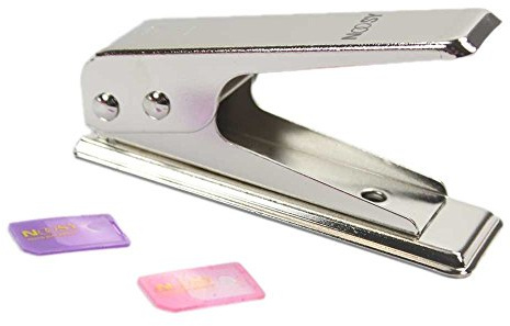 SIM-Karten Stanzer MicroSIM Format Stahl Silber 15x25mm auf 12x15mm inkl. 2 MicroSIM-Adapter