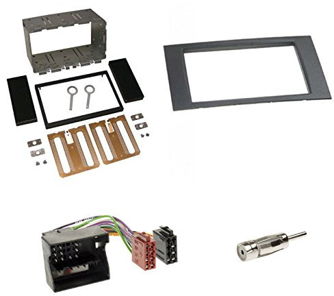 Einbauset: Autoradio Doppel-DIN 2-DIN Radioblende Radio Blende Halterung schwarz + Quadlock Radioanschlusskabel Radio Adapter für Ford Focus C-MAX (DM2) 05/2003-03/2007 / Ford C-Max (DM2) Facelift