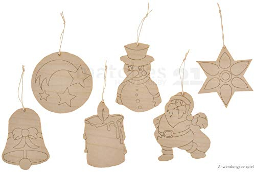 matches21 HOME & HOBBY Baumschmuck Weihnachten DIY Holz Bastelset für Kinder ab 8 Jahren Laubsägevorlage