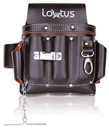 LAUTUS Top/Full Grain Leather Tool Pouch Bag | Electrician/Contractor, Electric Bag | 10 Pockets | 100% LEATHER