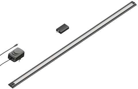 ledscom.de Smarte LED Unterbau-Leuchte SIRIS schwarz matt mit Netzteil und WLAN-Controller, flach, Smart-Home, Alexa-fähig, 90cm, 1044lm, weiß