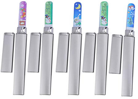 Lurrose - Lurrose - Lima per unghie in cristallo, con custodia, confezione da 5 pezzi