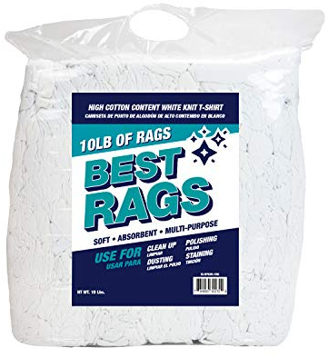 Arkwright LLC White Knit Cleaning Rags (10 lbs. Bag) - Bulk Rags for Multipurpose Cleaning Solutions, Shop Floor, Garage, Restaurant Cleaning Towels, Washcloth for Home, Bars