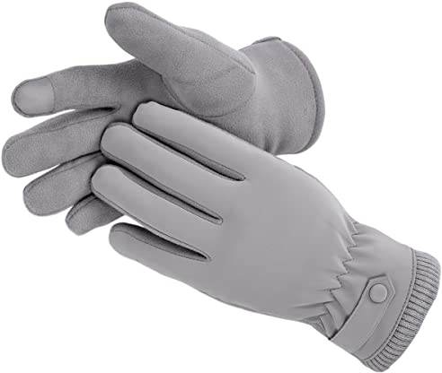 Kingmate Thermo Handschuhe Damen Winter Outdoor Fahrradhandschuhe, Warm Fleece in den Laufhandschuhe mit Touchscreen-Funktion, Farbe: Grau