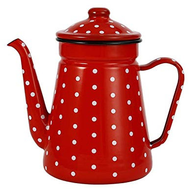 Nostalgie Kanne Emaille,Retro Und NüTzlich Teekanne Emaille 1100ml,Geeignet FüR Gasherde Und Induktionsherde, Wird Nicht Schwarz, Wenn Es Offenen Flammen Ausgesetzt Wird