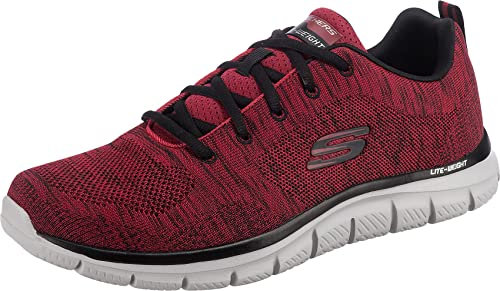Skechers Men's Track Front Runner Lace-up Sneaker Oxford, Red Knit Black Trim, 10 UK