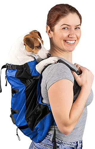 Galatée Hundetragerucksack, Tragbarer Verstellbarer Hunderucksack, Belüfteter Haustiertragerucksack, Haustierrucksack Zum Wandern Im Freien Wandern Bergsteigen Reisen(M, Blau)