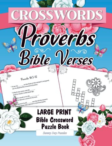 Large Print Bible Crossword Puzzle Book: Proverbs Bible Verses Crosswords and Coloring Images